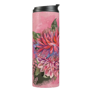 Dahlien-Blumen rosa Aquarell Thermosbecher