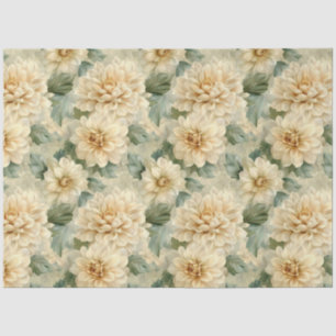 Dahlien-Blumenmuster mit Dekoupage aus Grünzeug Seidenpapier