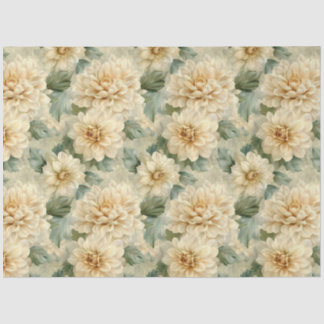 Dahlien-Blumenmuster mit Dekoupage aus Grünzeug Seidenpapier