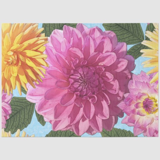 Dahlien-Gewebe oder Decoupage-Papier Seidenpapier (Vorderseite)