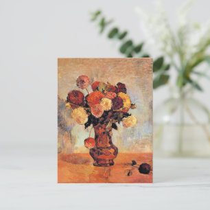 Dahlien in einer Kupfervase von Gauguin Postkarte