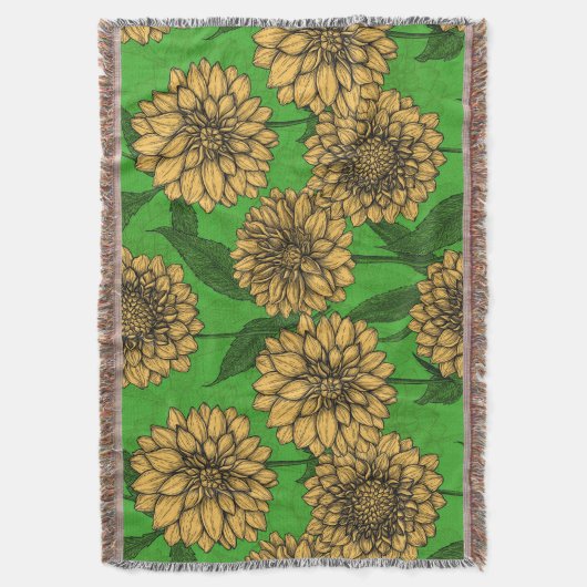 Dahlien in Gelb und Grün Decke (Vorderseite Vertikal)