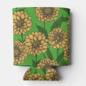 Dahlien in Gelb und Grün Dosenkühler (Rückseite)