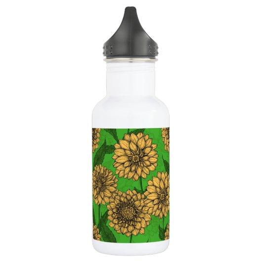 Dahlien in Gelb und Grün Edelstahlflasche (Links)