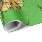 Dahlien in Gelb und Grün Geschenkpapier (Rolleneckpunkt)