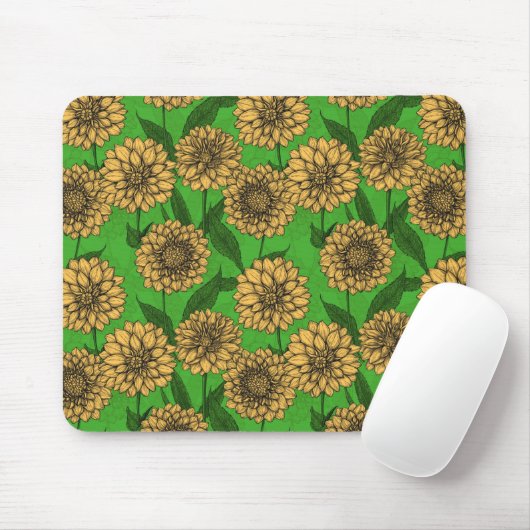 Dahlien in Gelb und Grün Mousepad (Mit Mouse)