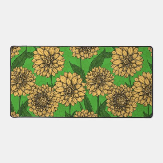Dahlien in Gelb und Grün Schreibtischunterlage (Vorderseite)