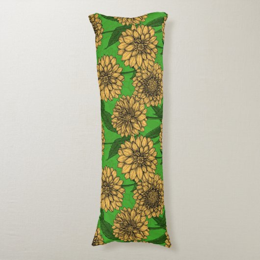 Dahlien in Gelb und Grün Seitenschläferkissen (Vorderseite Vertikal)