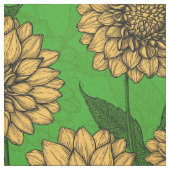 Dahlien in Gelb und Grün Stoff (Muster)