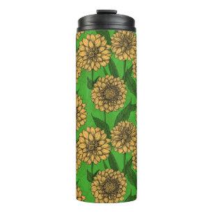 Dahlien in Gelb und Grün Thermosbecher
