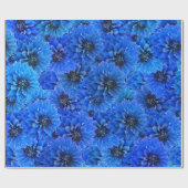 Dahlien in königsblau - Blumendesign, Geschenkpapier (Flach)