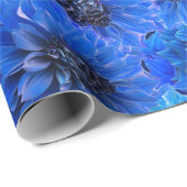 Dahlien in königsblau - Blumendesign, Geschenkpapier (Rolleneckpunkt)