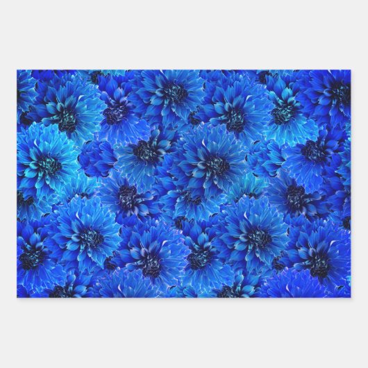 Dahlien in königsblau - Blumendesign Geschenkpapier Set (Vorderseite 2)