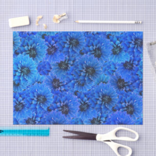 Dahlien in königsblau - florales Design, Seidenpapier