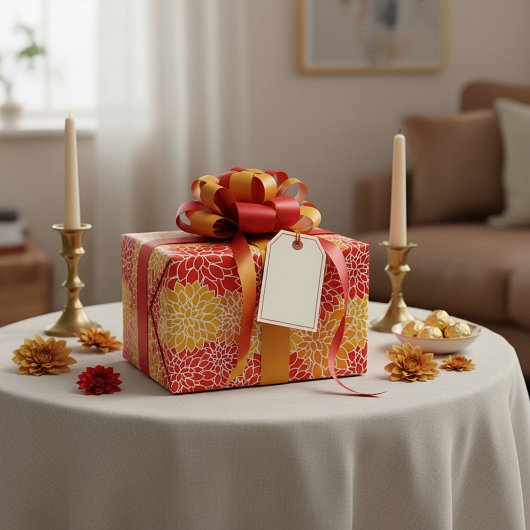 Dahlien in Orange und Rot Geschenkpapier