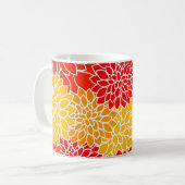 Dahlien in Orange und Rot Kaffeetasse (Vorderseite Links)