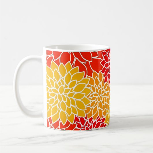Dahlien in Orange und Rot Kaffeetasse (Links)