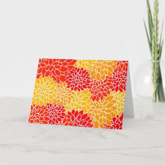 Dahlien in Orange und Rot Karte (Vorderseite)