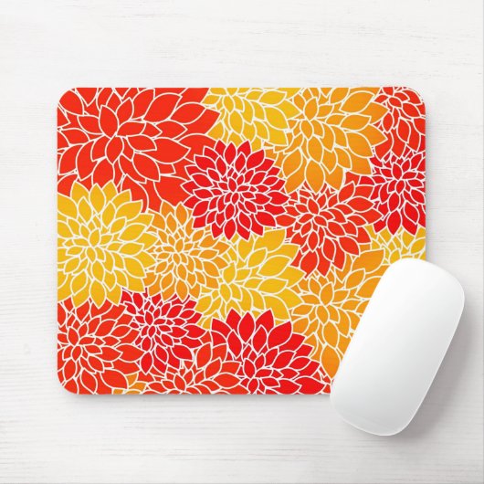 Dahlien in Orange und Rot Mousepad (Mit Mouse)