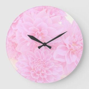 Dahlien in weichrosa große wanduhr
