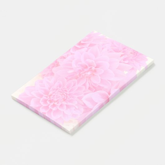 Dahlien in weichrosa post-it klebezettel (angewinkelt)