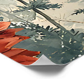 Dahlien und Farne Poster (Ecke)