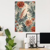 Dahlien und Farne Poster (Heimbüro)