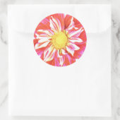 Dahlienprint in Korallenrot und Weiß Runder Aufkleber (Tasche)