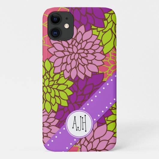 Dahlische Blume, farbenfrohe Blume, Monogramm Case-Mate iPhone Hülle (Rückseite)