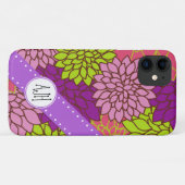 Dahlische Blume, farbenfrohe Blume, Monogramm Case-Mate iPhone Hülle (Rückseite (Horizontal))