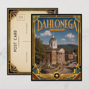 Dahlonega Georgia Vintage Art Deco Goldenes Zeital Postkarte