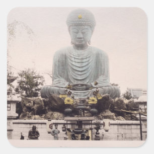 Daibutsu at Kobe, c.1880 (handfarbenes Albumen pr Quadratischer Aufkleber