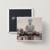 Daibutsu in Kobe, c.1880 (Hand farbiger Button (Vorne & Hinten)