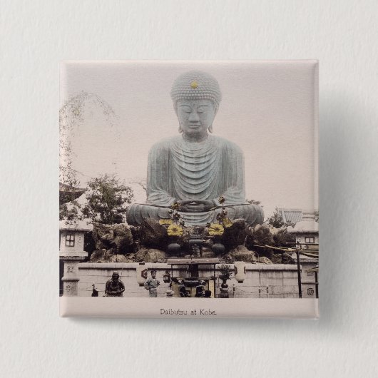 Daibutsu in Kobe, c.1880 (Hand farbiger Button (Vorderseite)