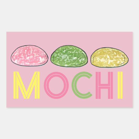 Daifuku Mochi Japanischer Neujahrskuchen Rechteckiger Aufkleber (Vorderseite)