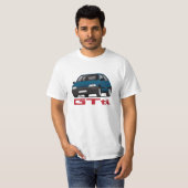 Daihatsu Charade GTti Turbo, blau mit Abzeichen - T-Shirt (Vorne ganz)