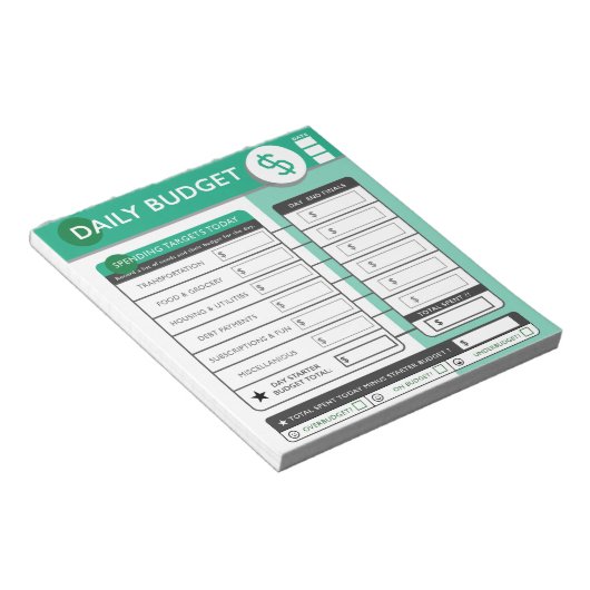 Daily Budget Targets & Tracking  Notizblock (angewinkelt)