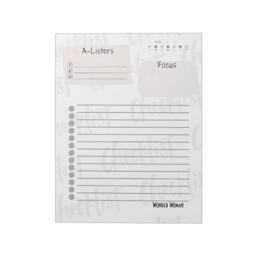 Daily Checklist – Customizable Tear-Off Notepad Notizblock (Rotiert)