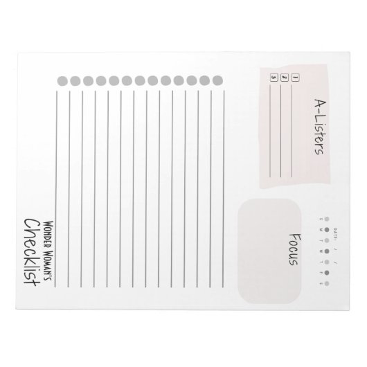 Daily Checklist – Customizable Tear-Off Notepad Notizblock (Vorderseite)
