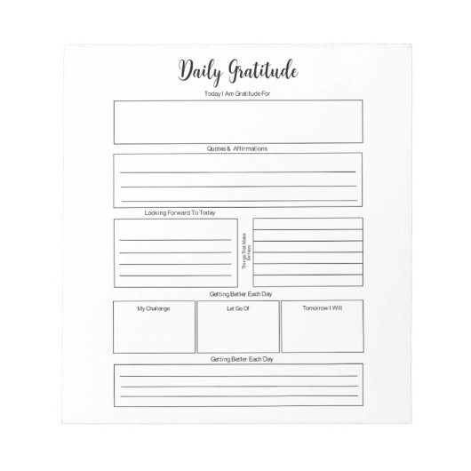 Daily Dankbarkeit Notepad Notizblock (Vorderseite)