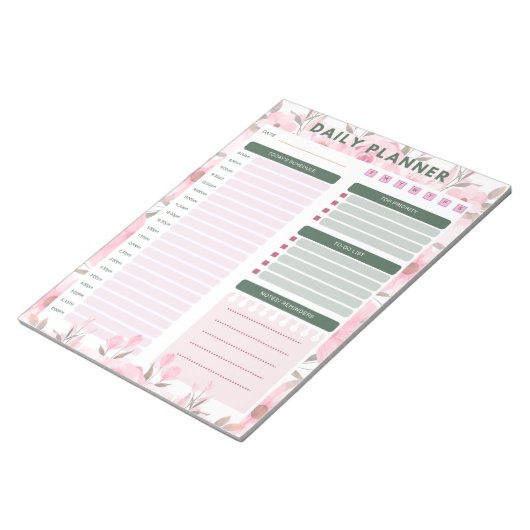 daily floral planner Notepad Notizblock (angewinkelt)