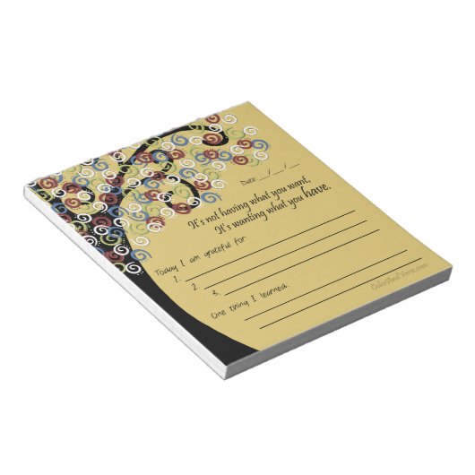 Daily Gratitude Checklist Notepad - Gold Notizblock (angewinkelt)