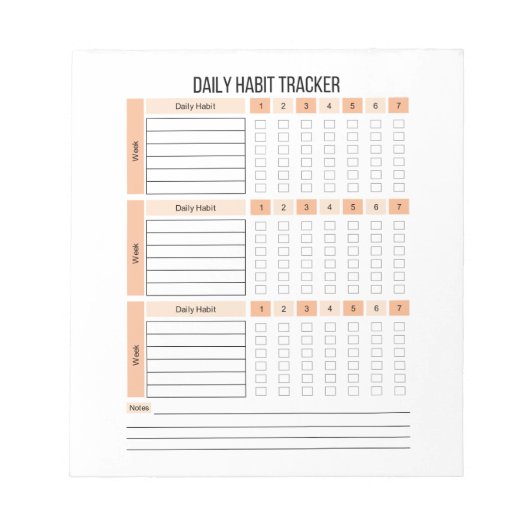 Daily Habit Tracker Notepad Notizblock (Vorderseite)