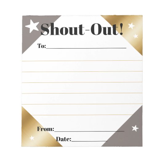 Daily kudos shout out employee recognition display notizblock (Vorderseite)