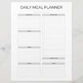 Daily Meal Planner | Simple Minimalistic Clean Briefbogen (Vorderseite)