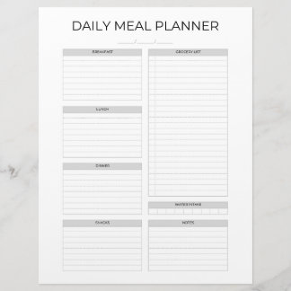 Daily Meal Planner | Simple Minimalistic Clean Briefbogen
