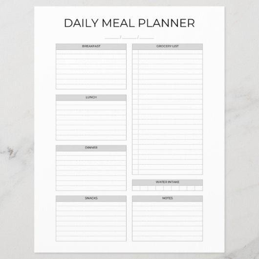 Daily Meal Planner | Simple Minimalistic Clean Flyer (Vorne)