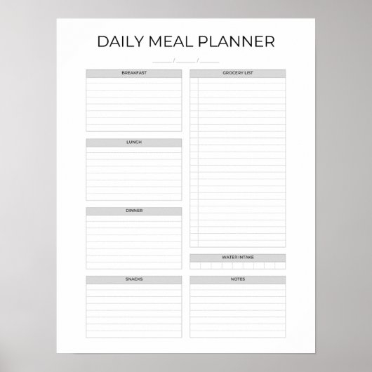 Daily Meal Planner | Simple Minimalistic Clean Poster (Vorne)