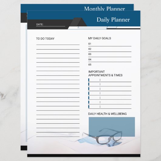 Daily, Monthly Planner Template (Vorne/Hinten)