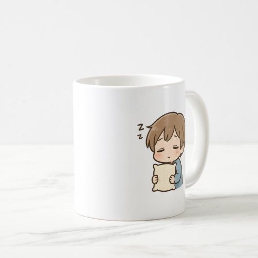 Daily Mood “Sleepy” Cute Chibi Mug Kaffeetasse (VorderseiteRechts)